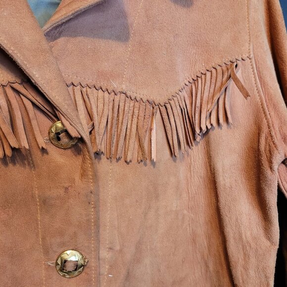 Vintage Fringe Leather Jacket Tregos Westwear 1950s MCM Size Small Flaws - Picture 6 of 10